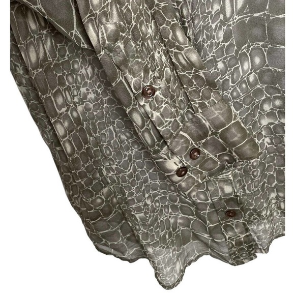 Equipment Femme Silk Snake Print Shirt Blouse Button Front Medium Brown Gray - Picture 6 of 11